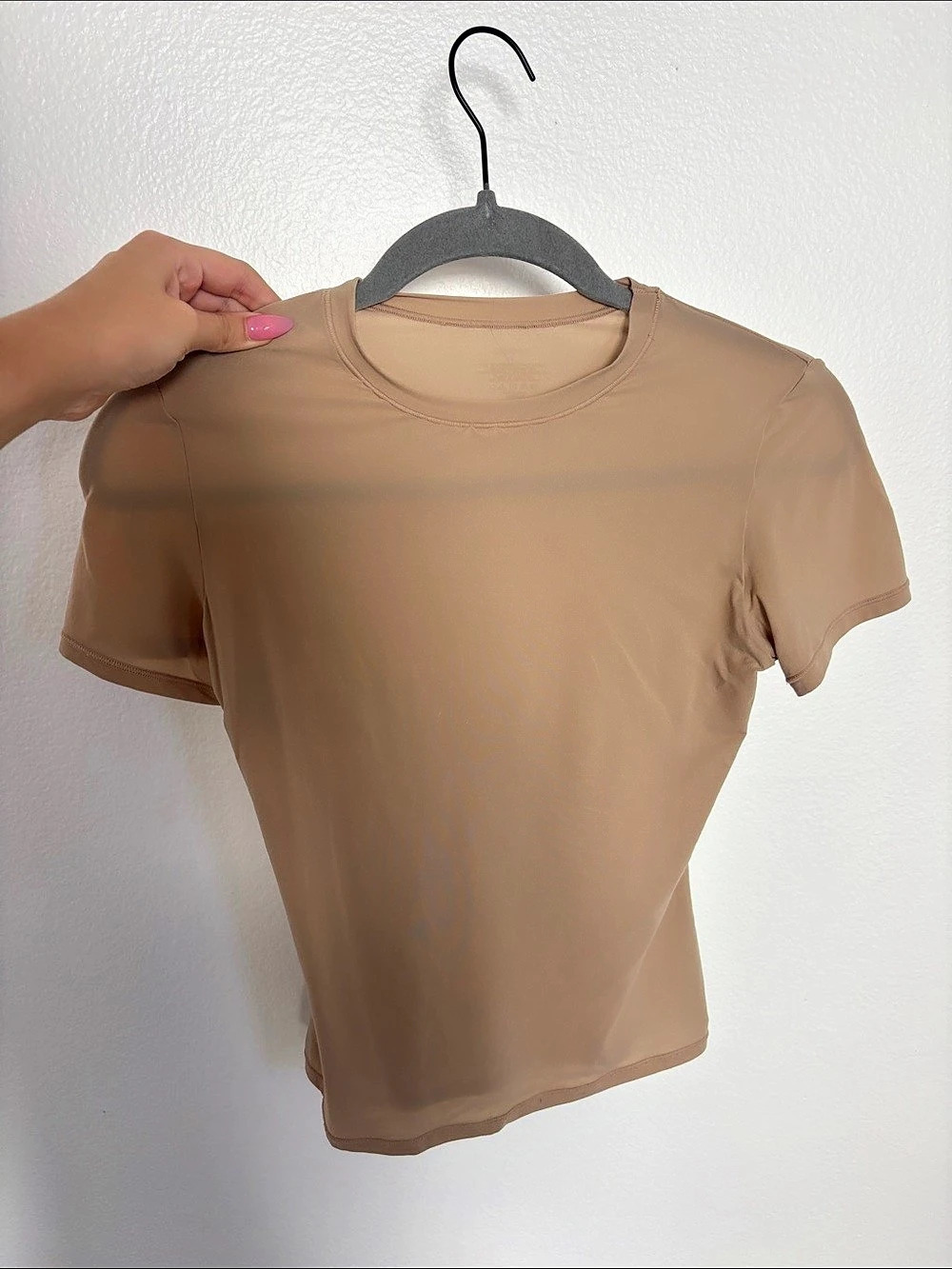 SKIMS Sheer Rib T-Shirt Short Sleeve Tee in Brown